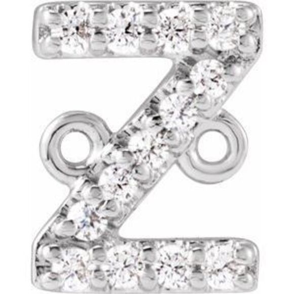 Kazi Luxury 14K White .06 CTW Natural Diamond Initial Z Link